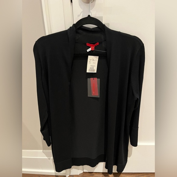 Black open cardigan with button sleeves - Picture 2 of 6